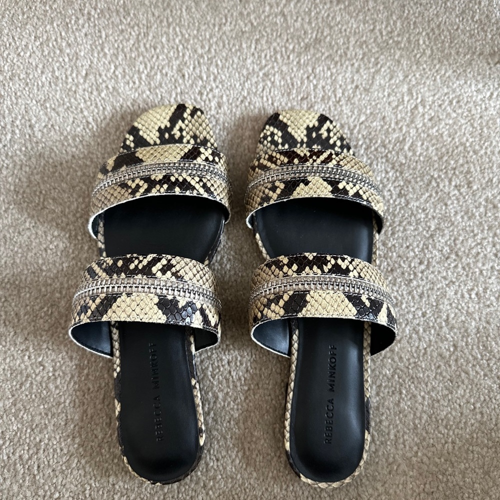 Rebecca Minkoff Marciann Too Snakeskin slides in Size 7.5 NIB